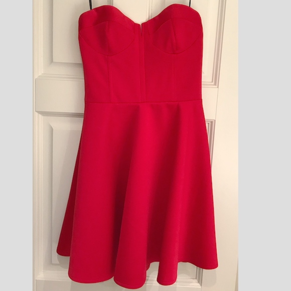 strapless red skater dress